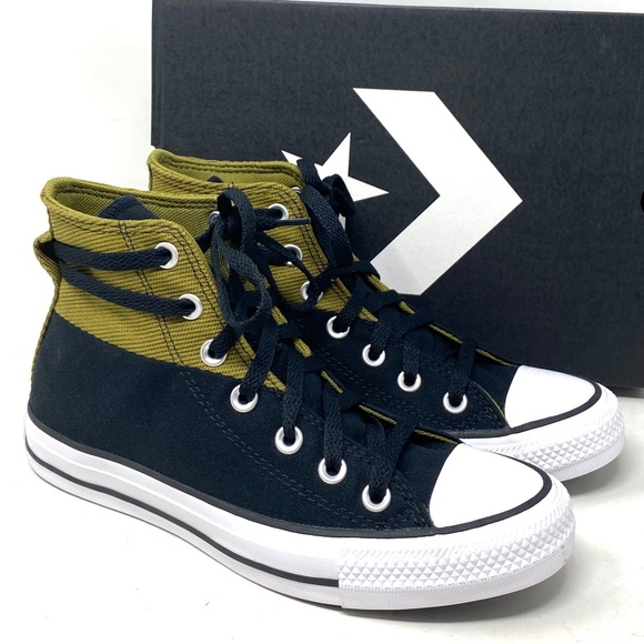 Converse Chuck Taylor High Shoes Women Size Khaki Black Canvas Sneakers A04512F - Picture 2 of 9